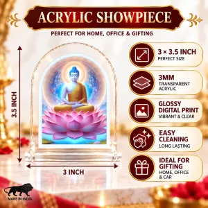 Buddha L Shape Acrylic Showpiece 3 X 3.5 Inch For Home, Office And Car (F176267)