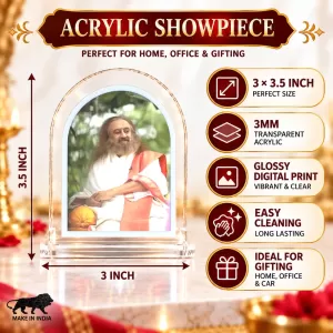 Sri Sri Ravi Shankar L Shape Acrylic Showpiece 3 X 3.5 Inch For Home, Office And Car (F176280) Sri Sri Ravi Shankar L Shape Acrylic Showpiece 3 X 3.5 Inch For Home, Office And Car (F176280)