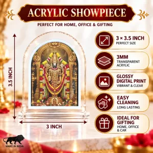 Lord Venkateswara L Shape Acrylic Showpiece 3 X 3.5 Inch For Home, Office And Car (F176281)