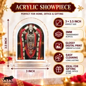 Lord Venkateswara L Shape Acrylic Showpiece 3 X 3.5 Inch For Home, Office And Car (F176282)