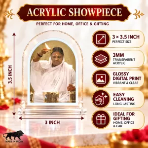 Mata Amritanandamayi L Shape Acrylic Showpiece 3 X 3.5 Inch For Home, Office And Car (F176284) Mata Amritanandamayi L Shape Acrylic Showpiece 3 X 3.5 Inch For Home, Office And Car (F176284)