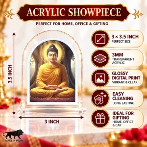 Buddha L Shape Acrylic Showpiece 3 X 3.5 Inch For Home, Office And Car (F176285)