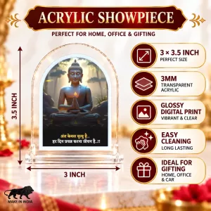 Buddha L Shape Acrylic Showpiece 3 X 3.5 Inch For Home, Office And Car (F176286)