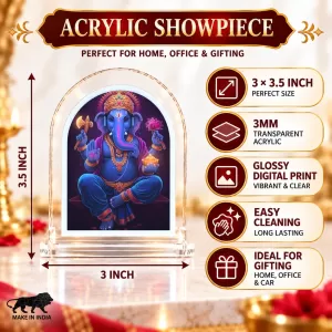 Lord Ganesha L Shape Acrylic Showpiece 3 X 3.5 Inch For Home, Office And Car (F176292) Lord Ganesha L Shape Acrylic Showpiece 3 X 3.5 Inch For Home, Office And Car (F176292)