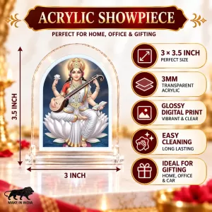 Goddess Saraswati L Shape Acrylic Showpiece 3 X 3.5 Inch For Home, Office And Car (F176297) Goddess Saraswati L Shape Acrylic Showpiece 3 X 3.5 Inch For Home, Office And Car (F176297)