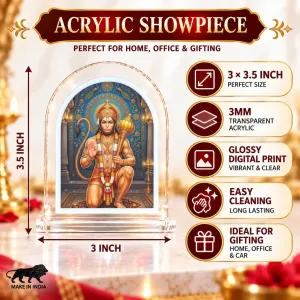 Hanuman L Shape Acrylic Showpiece 3 X 3.5 Inch For Home, Office And Car (F176302)