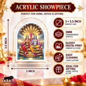 Lakshmi Narayan L Shape Acrylic Showpiece 3 X 3.5 Inch For Home, Office And Car (F176304) Lakshmi Narayan L Shape Acrylic Showpiece 3 X 3.5 Inch For Home, Office And Car (F176304)