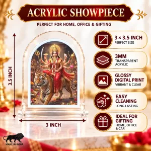 Durga Maa L Shape Acrylic Showpiece 3 X 3.5 Inch For Home, Office And Car (F176320) Durga Maa L Shape Acrylic Showpiece 3 X 3.5 Inch For Home, Office And Car (F176320)