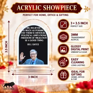 Bill Gates L Shape Acrylic Showpiece 3 X 3.5 Inch For Home, Office And Car (F176324)