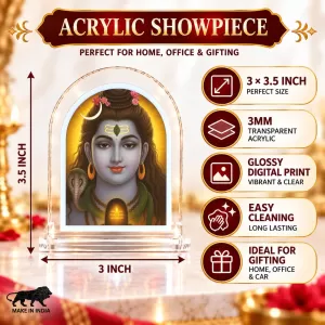 Lord Shiva L Shape Acrylic Showpiece 3 X 3.5 Inch For Home, Office And Car (F176331)