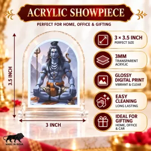 Lord Shiva L Shape Acrylic Showpiece 3 X 3.5 Inch For Home, Office And Car (F176339)