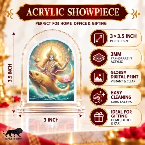 Maa Ganga L Shape Acrylic Showpiece 3 X 3.5 Inch For Home, Office And Car (F176350)