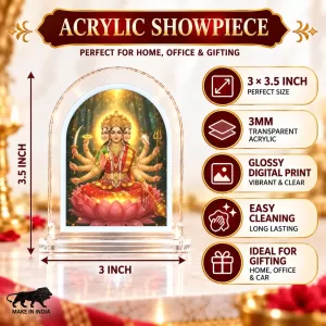 Gayatri Mata L Shape Acrylic Showpiece 3 X 3.5 Inch For Home, Office And Car (F176360)