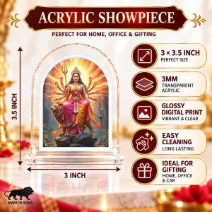 Durga Maa L Shape Acrylic Showpiece 3 X 3.5 Inch For Home, Office And Car (F176362) Durga Maa L Shape Acrylic Showpiece 3 X 3.5 Inch For Home, Office And Car (F176362)