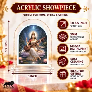 Goddess Saraswati L Shape Acrylic Showpiece 3 X 3.5 Inch For Home, Office And Car (F176365) Goddess Saraswati L Shape Acrylic Showpiece 3 X 3.5 Inch For Home, Office And Car (F176365)