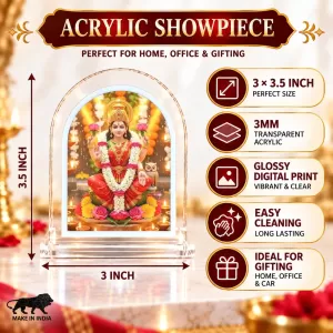 Maa Lakshmi L Shape Acrylic Showpiece 3 X 3.5 Inch For Home, Office And Car (F176366) Maa Lakshmi L Shape Acrylic Showpiece 3 X 3.5 Inch For Home, Office And Car (F176366)
