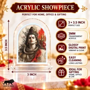 Lord Shiva L Shape Acrylic Showpiece 3 X 3.5 Inch For Home, Office And Car (F176369)
