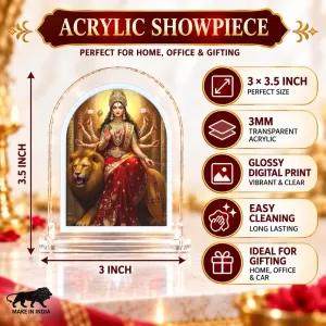 Durga Maa L Shape Acrylic Showpiece 3 X 3.5 Inch For Home, Office And Car (F176372) Durga Maa L Shape Acrylic Showpiece 3 X 3.5 Inch For Home, Office And Car (F176372)