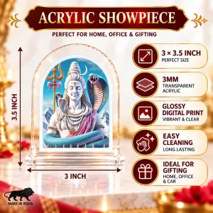 Lord Shiva L Shape Acrylic Showpiece 3 X 3.5 Inch For Home, Office And Car (F176390)