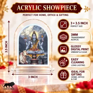 Lord Shiva L Shape Acrylic Showpiece 3 X 3.5 Inch For Home, Office And Car (F176391)