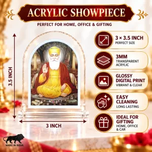 Guru Nanak Dev Ji L Shape Acrylic Showpiece 3 X 3.5 Inch For Home, Office And Car (F176393) Guru Nanak Dev Ji L Shape Acrylic Showpiece 3 X 3.5 Inch For Home, Office And Car (F176393)