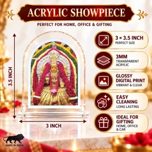 Goddess Nimishamba Devi L Shape Acrylic Showpiece 3 X 3.5 Inch For Home, Office And Car (F176398)