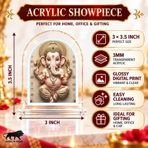 Lord Ganesha L Shape Acrylic Showpiece 3 X 3.5 Inch For Home, Office And Car (F176399) Lord Ganesha L Shape Acrylic Showpiece 3 X 3.5 Inch For Home, Office And Car (F176399)