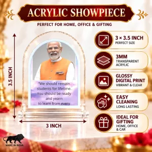 Narendra Modi L Shape Acrylic Showpiece 3 X 3.5 Inch For Home, Office And Car (F176400) Narendra Modi L Shape Acrylic Showpiece 3 X 3.5 Inch For Home, Office And Car (F176400)