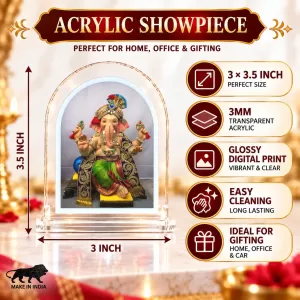 Lord Ganesha L Shape Acrylic Showpiece 3 X 3.5 Inch For Home, Office And Car (F176401) Lord Ganesha L Shape Acrylic Showpiece 3 X 3.5 Inch For Home, Office And Car (F176401)