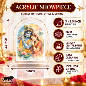 Radha Krishna L Shape Acrylic Showpiece 3 X 3.5 Inch For Home, Office And Car (F176407)
