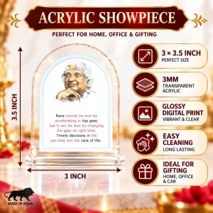 A P J Abdul Kalam L Shape Acrylic Showpiece 3 X 3.5 Inch For Home, Office And Car (F176411)