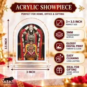 Lord Venkatswar L Shape Acrylic Showpiece 3 X 3.5 Inch For Home, Office And Car (F176413)