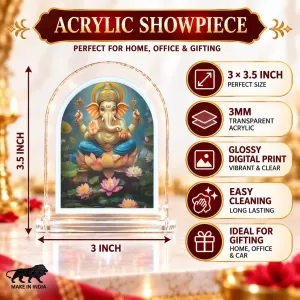 Lord Ganesha L Shape Acrylic Showpiece 3 X 3.5 Inch For Home, Office And Car (F176414) Lord Ganesha L Shape Acrylic Showpiece 3 X 3.5 Inch For Home, Office And Car (F176414)