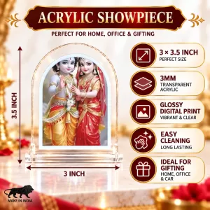 Radha Krishna L Shape Acrylic Showpiece 3 X 3.5 Inch For Home, Office And Car (F176416)
