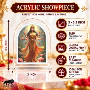 Maa Ganga L Shape Acrylic Showpiece 3 X 3.5 Inch For Home, Office And Car (F176418)
