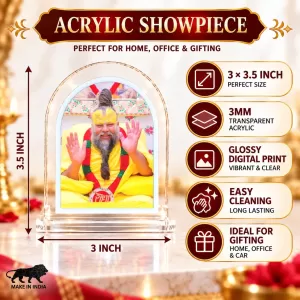Premanand Maharaj Ji L Shape Acrylic Showpiece 3 X 3.5 Inch For Home, Office And Car (F176419) Premanand Maharaj Ji L Shape Acrylic Showpiece 3 X 3.5 Inch For Home, Office And Car (F176419)