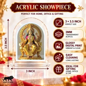 Goddess Lakshmi L Shape Acrylic Showpiece 3 X 3.5 Inch For Home, Office And Car (F176421)
