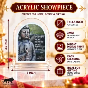 Buddha L Shape Acrylic Showpiece 3 X 3.5 Inch For Home, Office And Car (F176424)