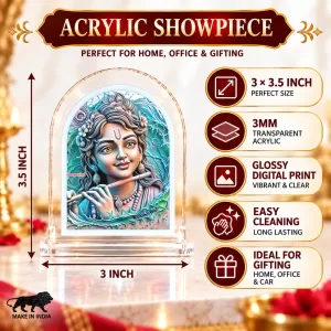 Lord Krishna L Shape Acrylic Showpiece 3 X 3.5 Inch For Home, Office And Car (F176430)