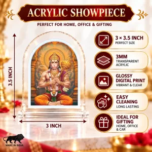 Hanuman L Shape Acrylic Showpiece 3 X 3.5 Inch For Home, Office And Car (F176433)