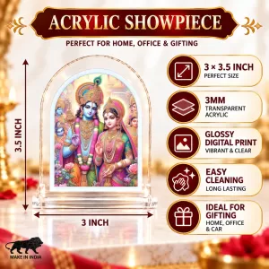 Radha Krishna L Shape Acrylic Showpiece 3 X 3.5 Inch For Home, Office And Car (F176444)