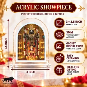 God Venkatswarar L Shape Acrylic Showpiece 3 X 3.5 Inch For Home, Office And Car (F176450)