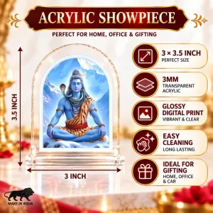 Lord Shiva L Shape Acrylic Showpiece 3 X 3.5 Inch For Home, Office And Car (F176451)