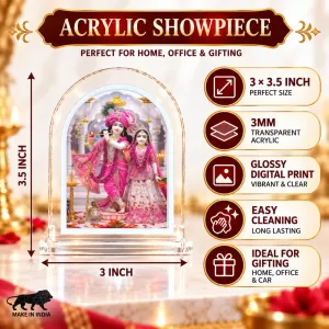 Radha Krishna L Shape Acrylic Showpiece 3 X 3.5 Inch For Home, Office And Car (F176452)