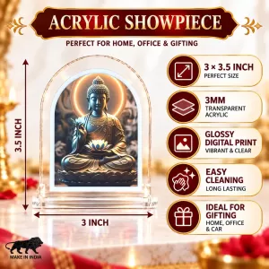 Buddha L Shape Acrylic Showpiece 3 X 3.5 Inch For Home, Office And Car (F176455)