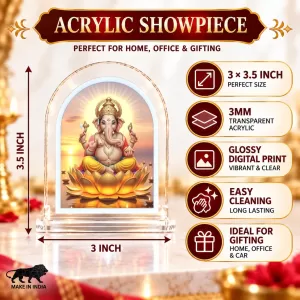 Lord Ganesha L Shape Acrylic Showpiece 3 X 3.5 Inch For Home, Office And Car (F176463) Lord Ganesha L Shape Acrylic Showpiece 3 X 3.5 Inch For Home, Office And Car (F176463)