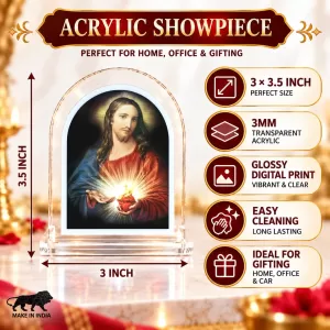 Jesus Christ L Shape Acrylic Showpiece 3 X 3.5 Inch For Home, Office And Car (F176464) Jesus Christ L Shape Acrylic Showpiece 3 X 3.5 Inch For Home, Office And Car (F176464)