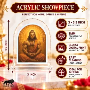 Hanuman L Shape Acrylic Showpiece 3 X 3.5 Inch For Home, Office And Car (F176466)