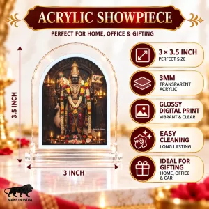 God Venkatswarar L Shape Acrylic Showpiece 3 X 3.5 Inch For Home, Office And Car (F176468)