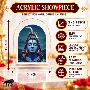 Lord Shiva L Shape Acrylic Showpiece 3 X 3.5 Inch For Home, Office And Car (F176473)